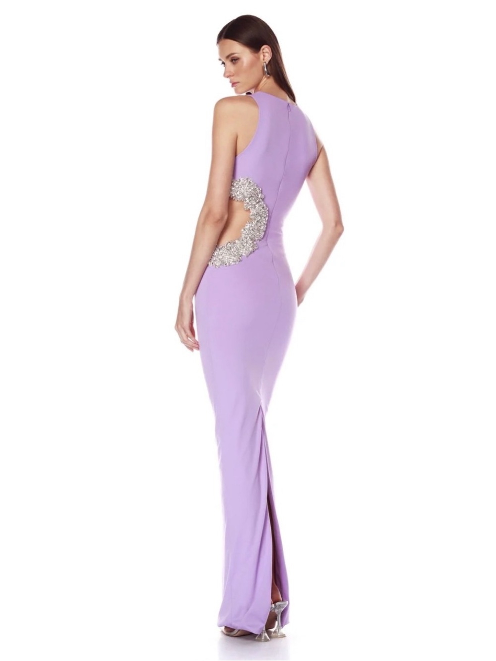 Bronx and Banco Camila Lilac Rhinestone Cutout Maxi Dress – NWT – $1,200 Retail - Picture 2 of 9